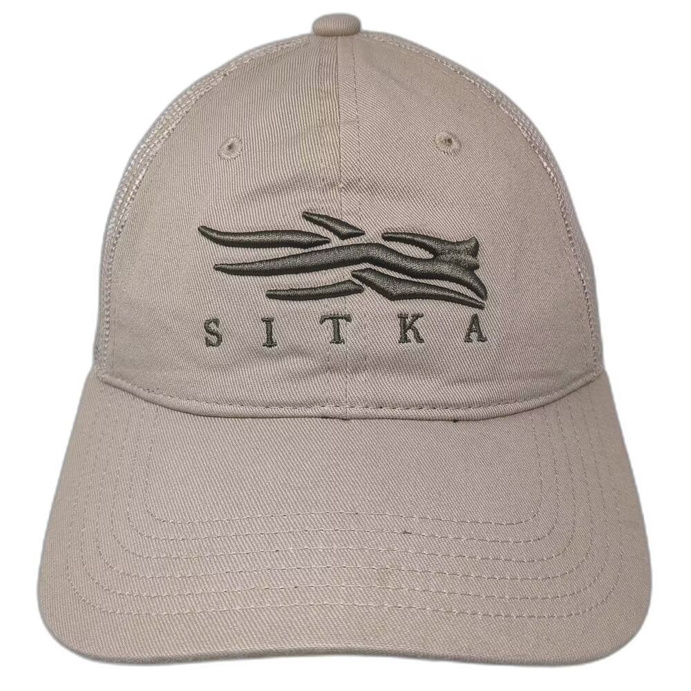 SITKA Trucker Hat Beige Black OS Snapback Mesh Low Profile Embroidered Logo